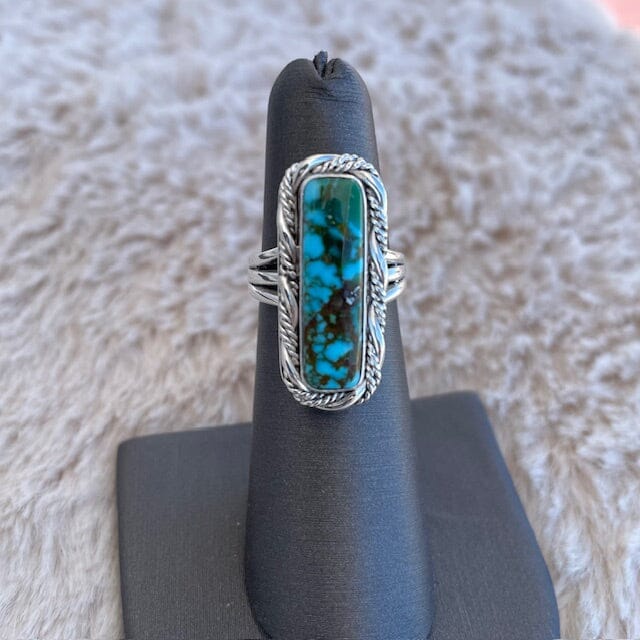 Beth Dutton Slender Turquoise w Fancy Twist Ring | Yellowstone Spirit Southwestern Collection Turquoise Ring Objects of Beauty Southwest 