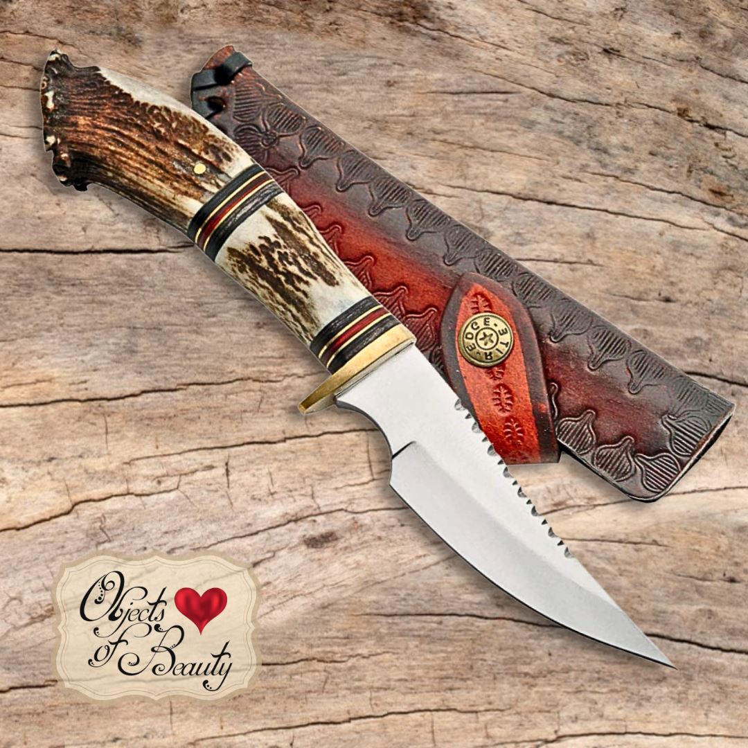 10" Stag Crown Knife w Stainless Blade EDC Knife | Yellowstone Spirit Southwestern Collection Hunting & Survival Knife Objects of Beauty Southwest 