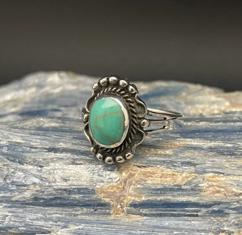 Artful Lady or Teen Turquoise Ring in Sweet SS Setting | Yellowstone Collection Rings Objects of Beauty 