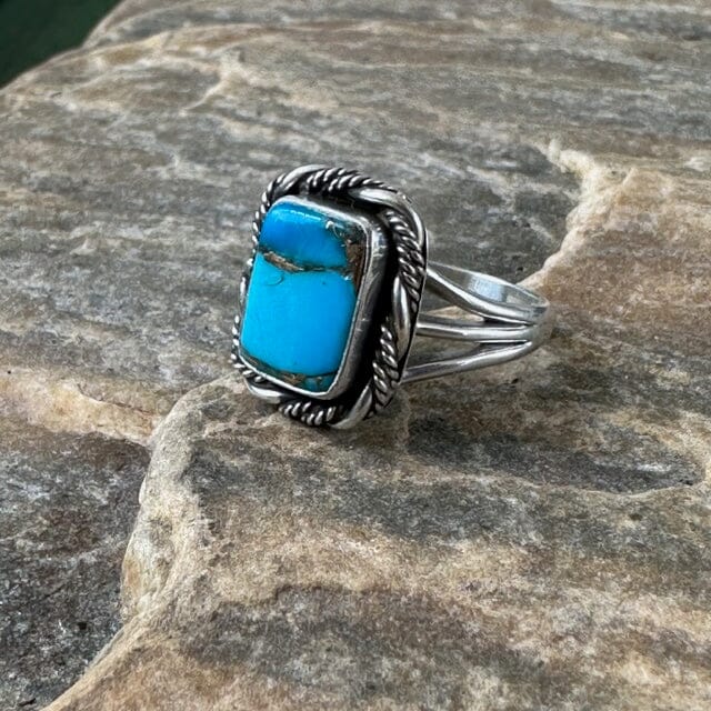 Beth Dutton Adjustable Turquoise w Silver Inclusion - Twisted Silver Ring | Yellowstone Spirit Southwestern Collection Turquoise Ring Objects of Beauty Southwest 
