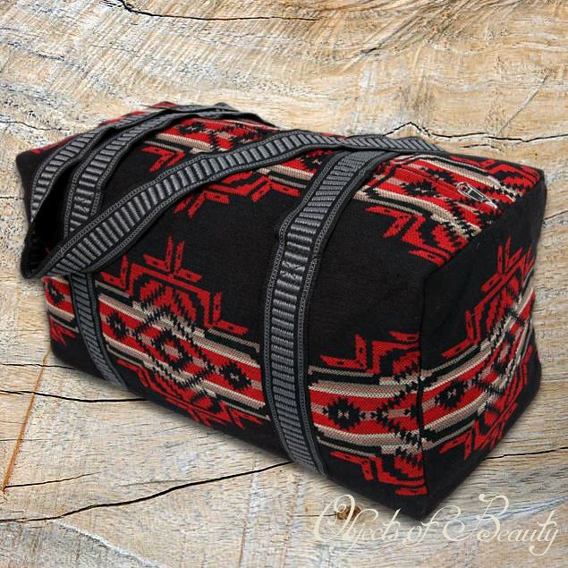 Geronimo Fine Woven Black Red Duffel Bag Objects of Beauty 