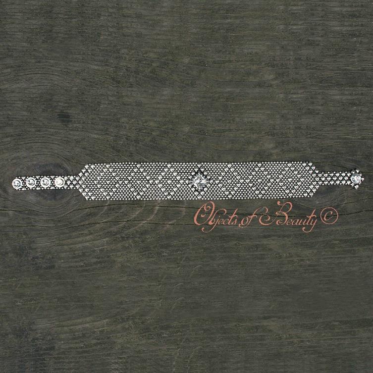 Iras SG Liquid Silver Choker with Clear Swarovski Crystal Necklaces Sergio Gutierrez Liquid Metal Jewelry 