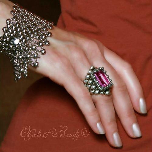 Isabella Wore Rose SG Liquid Silver Ring rings Sergio Gutierrez Liquid Metal Jewelry Size 5 Antique Silver Plate 