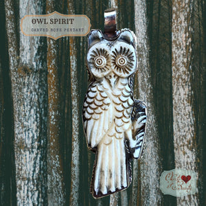 Owl Pendant Necklace Talisman Carved Bone Necklace | Yellowstone Spirit Southwestern and Spirit Animal CollectionsObjects of Beauty Southwest 