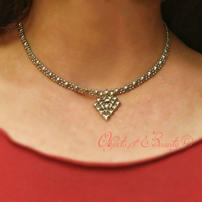 Samantha's Diamond SG Liquid Silver Necklace Necklaces Sergio Gutierrez Liquid Metal Jewelry 