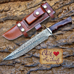 Santiago Bowie Fixed Blade Bowie Knife in Walnut & Damascus | Yellowstone Spirit Southwestern Collection Hunting & Survival Knives Objects of Beauty Southwest 