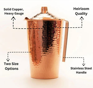 70 oz Gangotri Copper Pitcher w Lid Copper Pitcher Sertodo Copper 