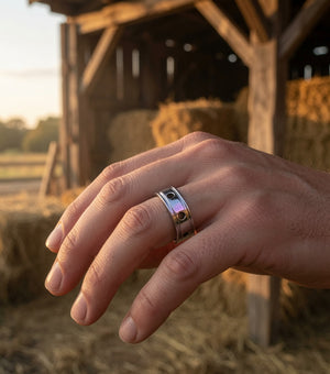 Orbit Titanium Perforated Band Ring by Luca Vale on cowboy