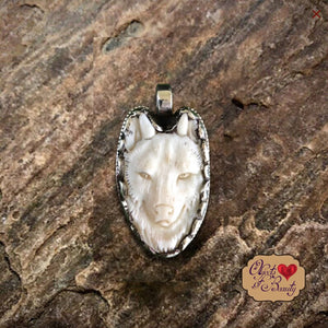 Wolf Pendant Necklace Small | Carved Bone | Yellowstone Spirit and Spirit Animal Collections