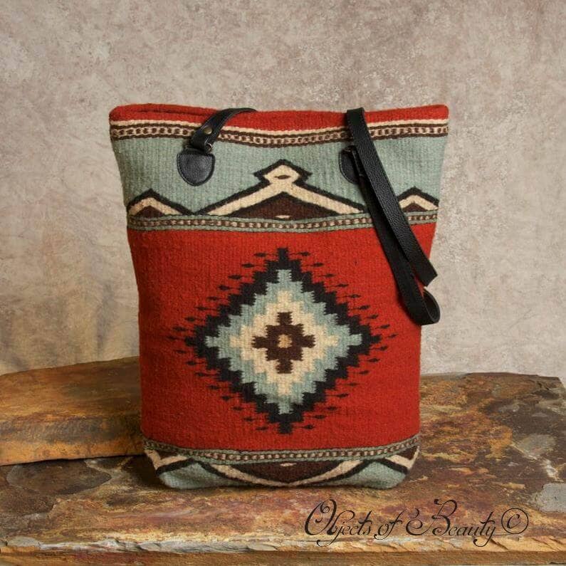 Adobe & Azul Maria Bucket Wool Tote | Yellowstone Spirit Southwestern Collection Handwoven Wool Tote Manos Zapotecas 