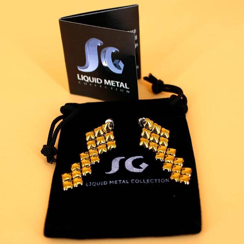 Antilia Stainless Steel Gold Titanium Earrings | SG Liquid Metal Stainless Earrings Sergio Gutierrez Liquid Metal Jewelry 