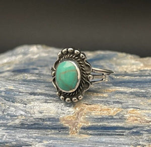 Artful Lady or Teen Turquoise Ring in Sweet SS Setting | Yellowstone Spirit Southwestern Collection Rings Objects of Beauty 
