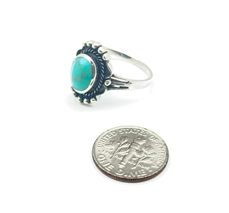 Artful Lady or Teen Turquoise Ring in Sweet SS Setting | Yellowstone Spirit Southwestern Collection Rings Objects of Beauty 