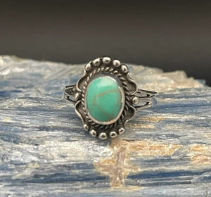 Artful Lady or Teen Turquoise Ring in Sweet SS Setting | Yellowstone Spirit Southwestern Collection Rings Objects of Beauty 