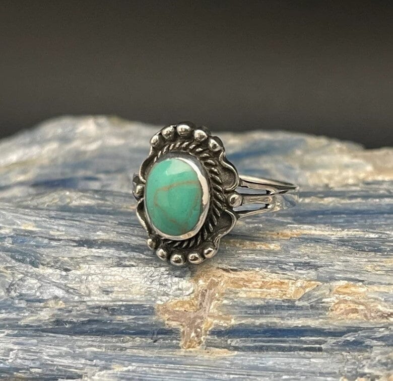 Artful Lady or Teen Turquoise Ring in Sweet SS Setting | Yellowstone Spirit Southwestern Collection Rings Objects of Beauty 