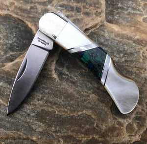 Azurite Mother of Pearl 3" Lock Back Knife | Santa Fe Stoneworks | Yellowstone Spirit Collection Knives Santa Fe Stoneworks 