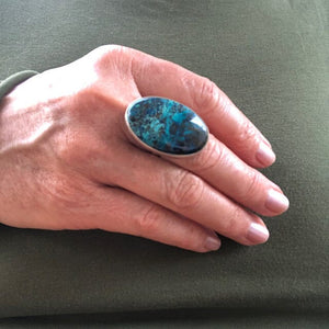 Azurite Oval Ring for Man or Woman | Yellowstone Spirit Southwestern Collection rings Objects of Beauty Southwest 