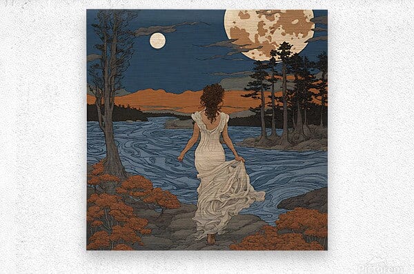 Barefoot on an Indigo Night | Andrea Record Fine Art | Yellowstone Spirit Southwestern Collection Painting Print Andrea Record Fine Art Brushed Metal Print 8x8inches (21x21cm) 