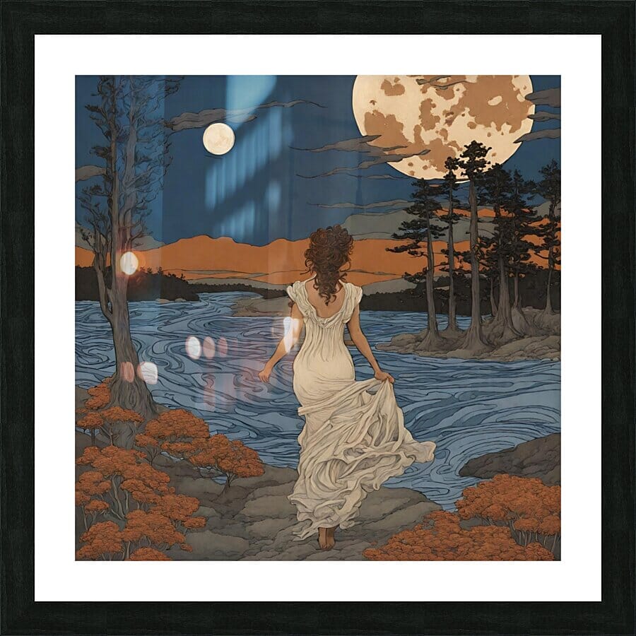 Barefoot on an Indigo Night | Andrea Record Fine Art | Yellowstone Spirit Southwestern Collection Painting Print Andrea Record Fine Art Framed Print 8x8inches (21x21cm) 