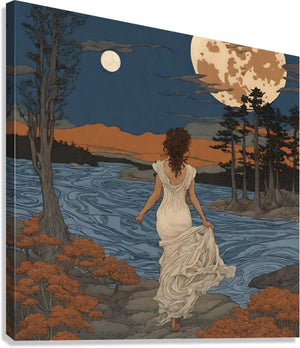 Barefoot on an Indigo Night | Andrea Record Fine Art | Yellowstone Spirit Southwestern Collection Painting Print Andrea Record Fine Art Giclée Stretched Canvas Print 8x8inches (21x21cm) 