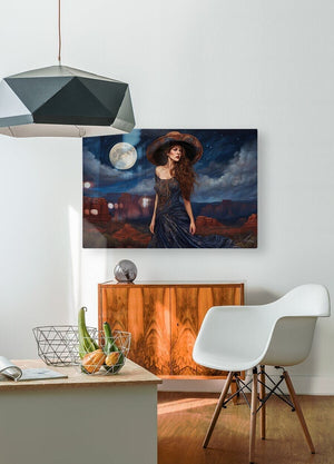 Basking in the Midnight Air | Andrea Record Fine Art | Yellowstone Spirit Southwestern Collection Painting Print Andrea Record Fine Art HD Sublimation Metal Print 8x5inches (21x13cm) 