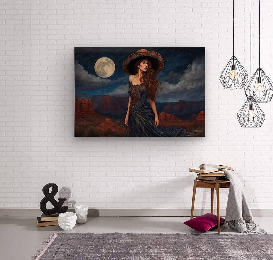 Basking in the Midnight Air | Andrea Record Fine Art | Yellowstone Spirit Southwestern Collection Painting Print Andrea Record Fine Art Wood Print 8x5inches (21x13cm) 