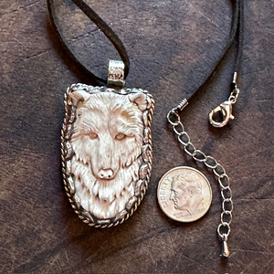 Bear Carved Bone Pendant Small | Yellowstone Spirit Southwestern Collection & Spirit Animal Collection - Bear Necklace