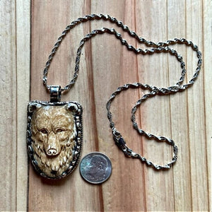 Bear Carved Bone Pendant Small | Yellowstone Spirit Southwestern Collection & Spirit Animal Collection Bear Necklace Objects of Beauty Southwest 