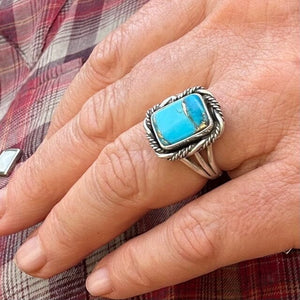 Beth Dutton Adjustable Turquoise w Silver Inclusion - Twisted Silver Ring | Yellowstone Spirit Southwestern Collection Turquoise Ring Objects of Beauty Southwest 