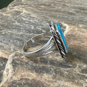 Beth Dutton Adjustable Turquoise w Silver Inclusion - Twisted Silver Ring | Yellowstone Spirit Southwestern Collection Turquoise Ring Objects of Beauty Southwest 