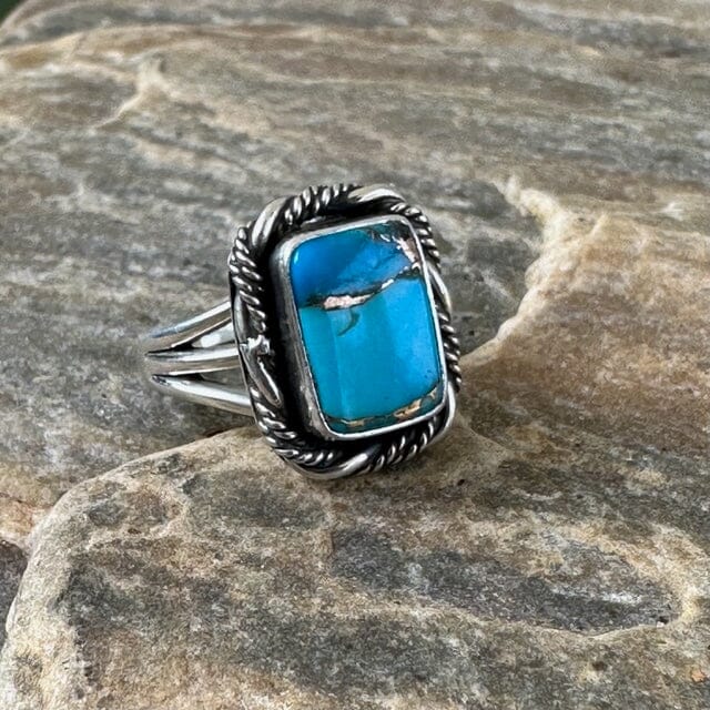 Beth Dutton Adjustable Turquoise w Silver Inclusion - Twisted Silver Ring | Yellowstone Spirit Southwestern Collection Turquoise Ring Objects of Beauty Southwest 