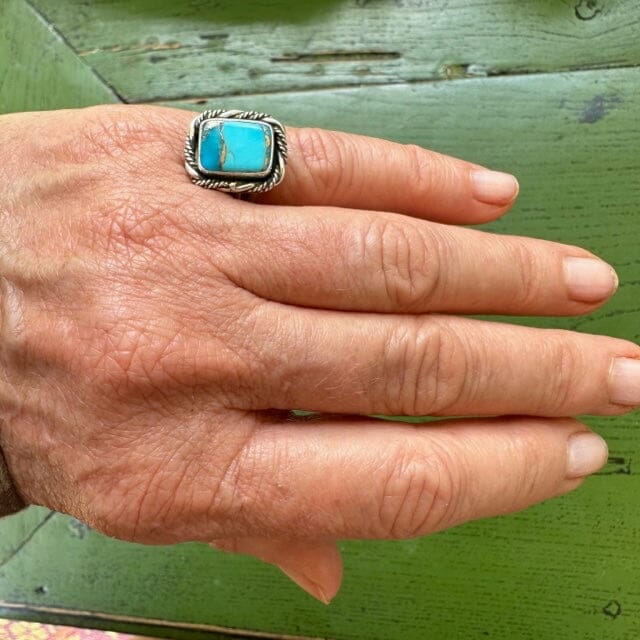 Beth Dutton Adjustable Turquoise w Silver Inclusion - Twisted Silver Ring | Yellowstone Spirit Southwestern Collection Turquoise Ring Objects of Beauty Southwest 