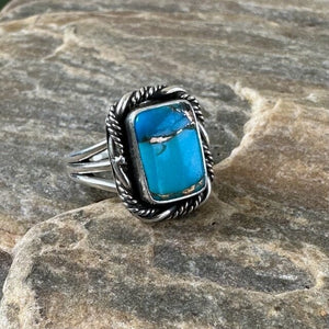 Beth Dutton Adjustable Turquoise w Silver Inclusion - Twisted Silver Ring | Yellowstone Spirit Southwestern Collection Turquoise Ring Objects of Beauty Southwest 