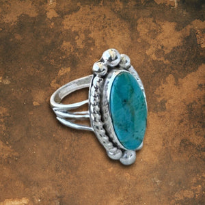 Beth Dutton Oval Turquoise Ring w Braided Bezel | Yellowstone Spirit Southwestern Collection Turquoise Ring Objects of Beauty Southwest 