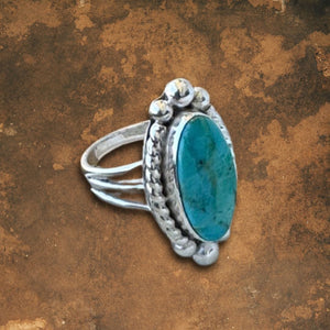 Beth Dutton Oval Turquoise Ring w Silver Raindrops | Yellowstone Spirit Southwestern Collection Turquoise Ring Objects of Beauty Southwest 