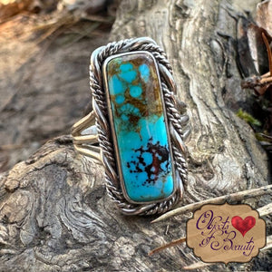 Beth Dutton Slender Turquoise w Fancy Twist Ring | Yellowstone Spirit Southwestern Collection Turquoise Ring Objects of Beauty Southwest 