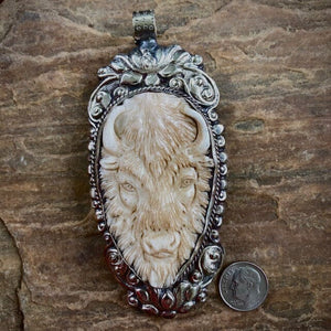 Bison Chief Pendant in Carved Bone | Yellowstone Spirit Southwestern & Spirit Animal Collection Pendant Necklace Objects of Beauty Southwest 