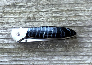Black Fossilized Woolly Mammoth Tooth 4" Kershaw Leek Knife | Yellowstone Spirit Southwestern Collection Knives Santa Fe Stoneworks 