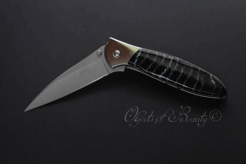 Black Fossilized Woolly Mammoth Tooth 4" Kershaw Leek Knife | Yellowstone Spirit Southwestern Collection Knives Santa Fe Stoneworks 
