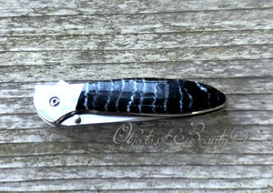 Black Fossilized Woolly Mammoth Tooth 4" Kershaw Leek Knife | Yellowstone Spirit Southwestern Collection Knives Santa Fe Stoneworks 