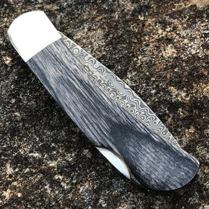 Blue Bonita Nugget Turquoise 3" Damascus Knife | Yellowstone Spirit Southwestern Collection Knives Santa Fe Stoneworks 