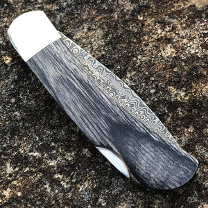 Blue Bonita Nugget Turquoise 3" Damascus Knife | Yellowstone Spirit Southwestern Collection Knives Santa Fe Stoneworks 