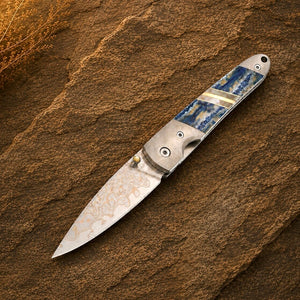 Blue Fossilized Mammoth Tooth 4" Copper & Brass Core Damascus | Yellowstone Spirit Southwestern Collection Collectible Knives Objects of Beauty 