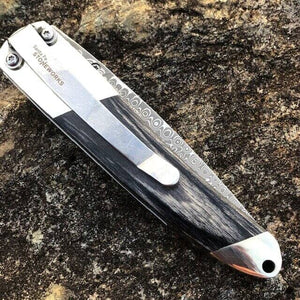 Blue Kingman Turquoise 4" Knife w Obsidian & Bronze Inlays Plain Blade | Yellowstone Spirit Southwestern Collection Knives Santa Fe Stoneworks 