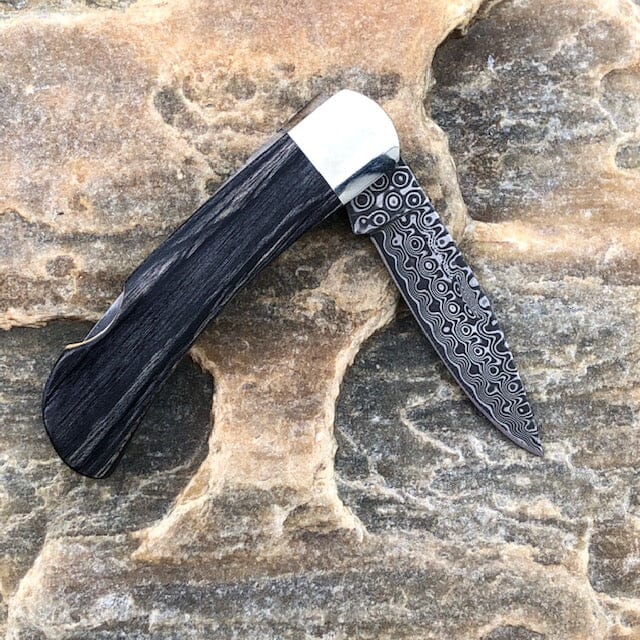 Blue Kingman Turquoise-Obsidian-Bronze 3" Damascus Knife | Yellowstone Spirit Southwestern Collection Knives Santa Fe Stoneworks 
