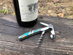 Blue Kingman Turquoise / Obsidian w Bronze and MOP Corkscrew | Santa Fe Stoneworks | Yellowstone Spirit Corkscrew Santa Fe Stoneworks 