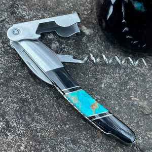 Blue Turquoise & Jet Onyx Corkscrew | Santa Fe Stoneworks | Yellowstone Spirit Southwestern Collection Corkscrew Santa Fe Stoneworks 