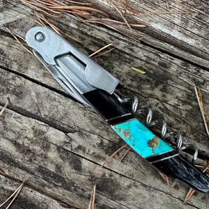 Blue Turquoise & Jet Onyx Corkscrew | Santa Fe Stoneworks | Yellowstone Spirit Southwestern Collection Corkscrew Santa Fe Stoneworks 