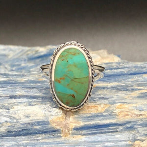 Braided Silver Oval Turquoise Ring | Yellowstone Spirit Southwestern Collection Rings ObjectsOfBeauty Southwest 