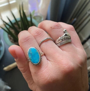 Braided Silver Oval Turquoise Ring | Yellowstone Spirit Southwestern Collection Rings ObjectsOfBeauty Southwest 